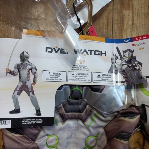 Overwatch Genji Boys Cosplay Halloween Costume Mask Size S 4-6 Gaming - Picture 4 of 7